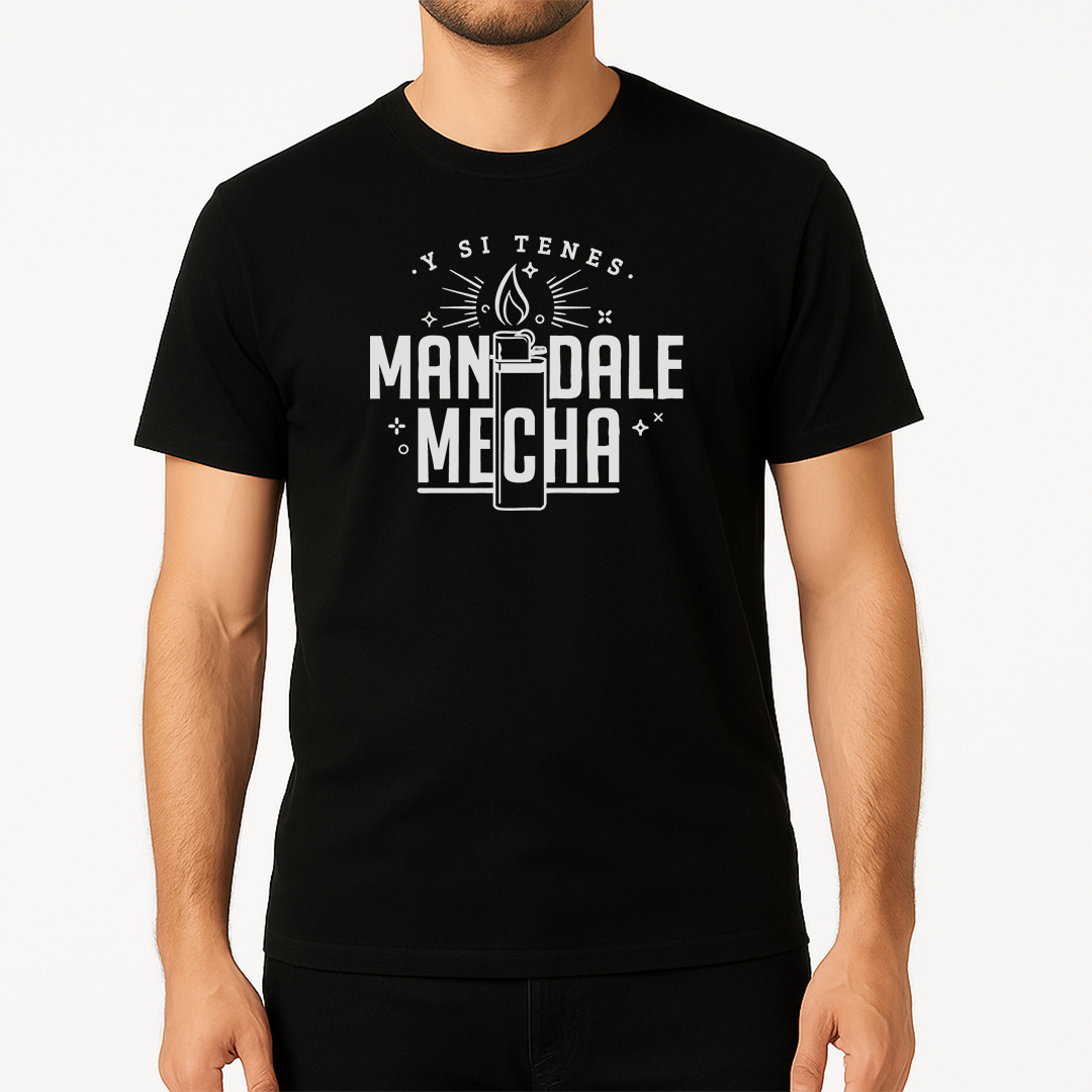 Remera MalaFama Mandale Mecha en Blanco y Negro